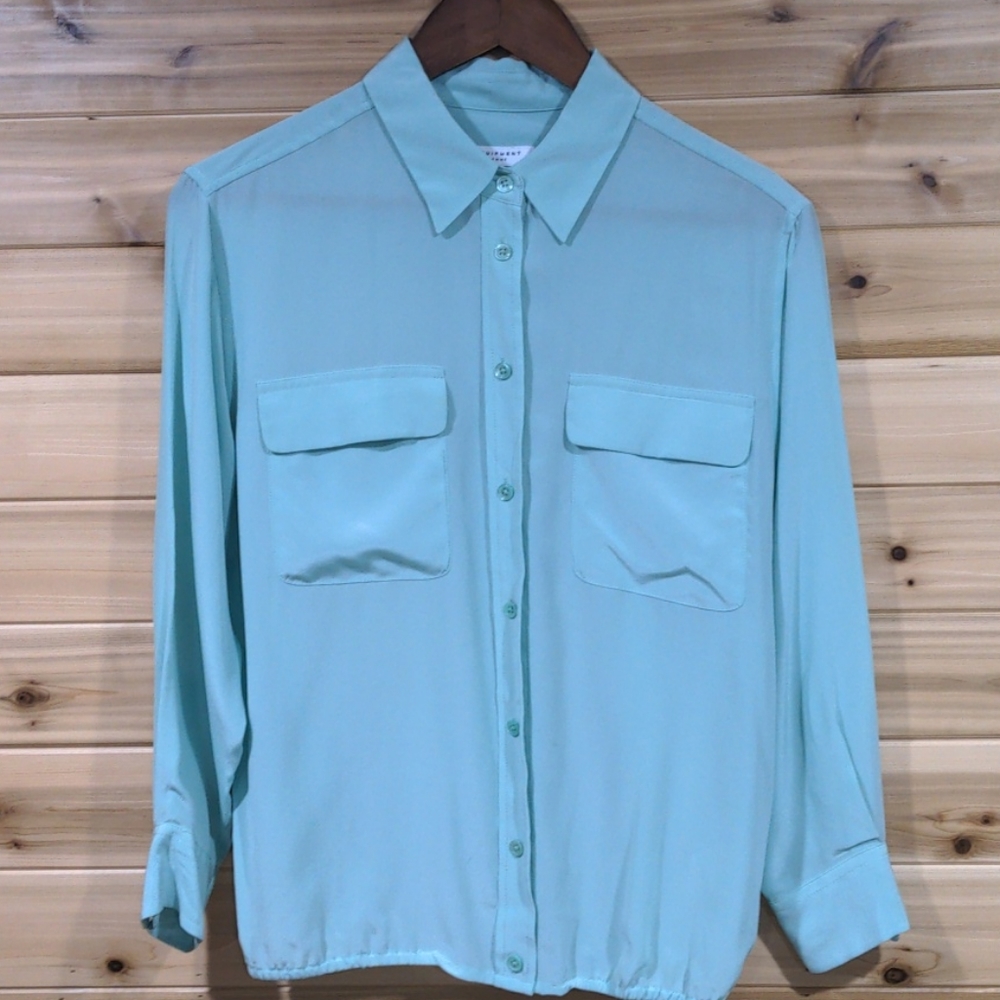 Equipment Signature Silk Shirt in Aqua Blue